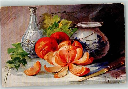 1915 Orangen Krug Stilleben