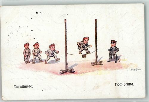 1916 Turnstunde Hochsprung Soldaten Nr 4984 Feldpost WK I Res.-Inf.-Rgt. Nr 261 Ers.-Batl. 2. Kompagnie
