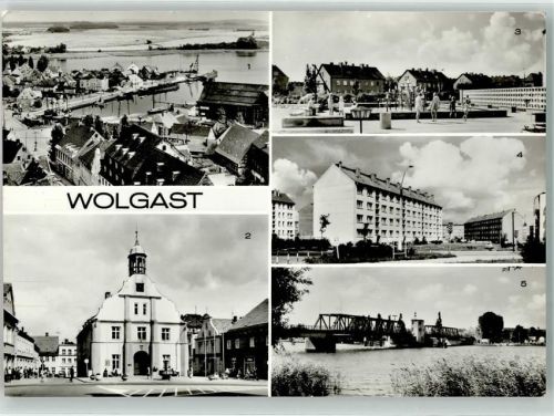 Wolgast Hafen Rathaus Springbrunnenanlage Peene-Brücke