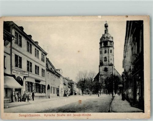 Sangerhausen 1915 Gasthaus Prinz von Preussen Kylische Straße mit Jakobi-Kirche