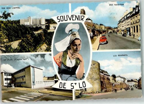 Saint-Lo vue vers l`Hospital Rue Tarterom le Lycee les Remparts Tracht