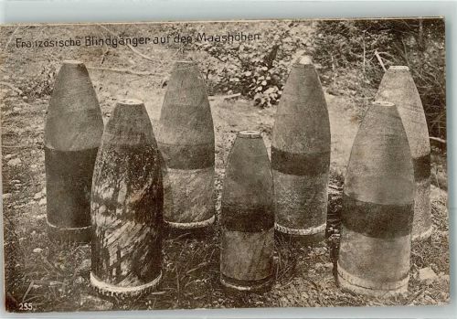 Französische Blindgänger auf den Maashöhen Feldpost Fuss Artillerie Batterie Nr.279