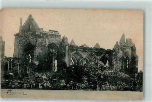 Peronne Kirche Zerstörung Ruine Krieg Ort handschriftlich
