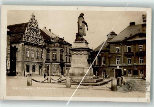Tábor Tabor Foto AK Denkmal Zizkuv Marktplatz