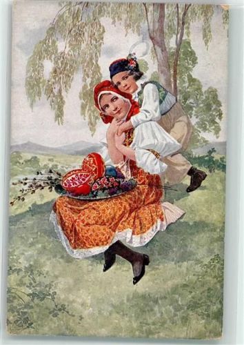 Ceska Lipa sign. K. Simunek Tracht Kinder Ort lt. Stempel