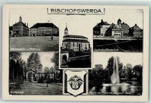 Bischofswerda Marktplatz Rathaus Kirche Deutsche Oberschule Butterberg Friedrich August Park Springbrunnen Wappen Engel