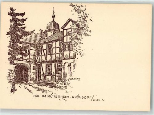 Rhöndorf Zeichnung Hof im Mütterheim sign. Virnicht