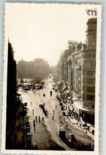 Valencia 1953 Foto AK Straßenbahn Plaza del Caudillo General Franco Square
