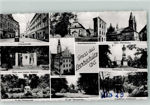 Leobschütz Kreustrasse Denkmal Philo vom Walde Promenade Dreifaltigkeitskirche Rathaus Kriegerdenkmal Kath. Kirche Foto Schöning & Co