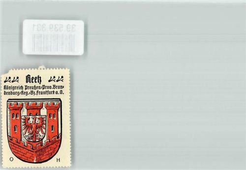 Reetz Wappen Reetz Königreich Preußen Prov.Brandenburg Reg.Bez. Frankfurt a.O.