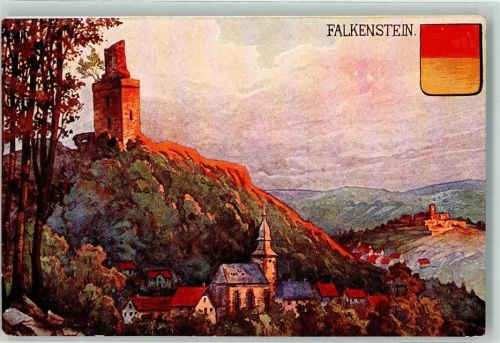 Falkenstein Burg Ruine Kirche Wappen Rot Gelb