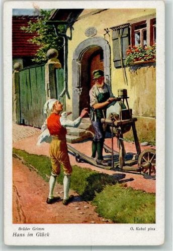 Hans im Glück Gans Märchen Brüder Grimm Uvachrom Serie 173 Nr.3989