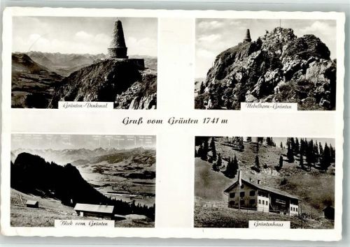 Grüntenhaus 1959 Foto AK Grünten Denkmal Hüttenstempel