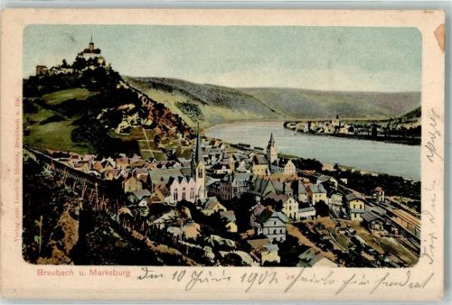 Braubach 1908 Marksburg Kirche Bahnhof