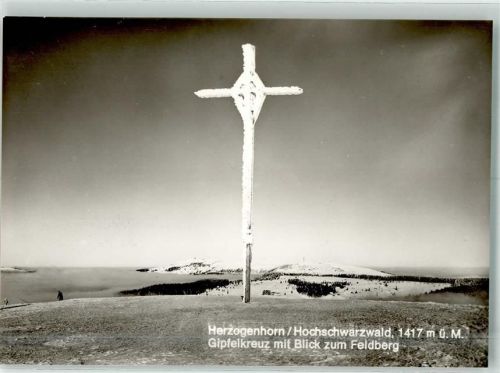 79872 W7821 Bernau im Schwarzwald, Baden - Winter Herzogenhorn Gipfelkreuz mit Blick zum Feldberg