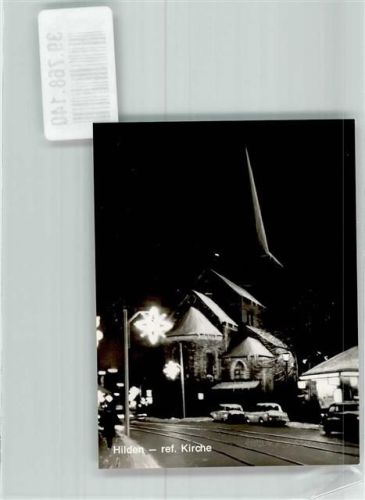Hilden Reformationskirche in einer Winternacht Foto Original aus Archiv eines Ansichtskartenverlags