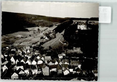 Schwalenberg Fliegeraufnahme von Ort und Burg Schwalenberg Foto Original aus Archiv eines Ansichtskartenverlags Ort handschriftlich
