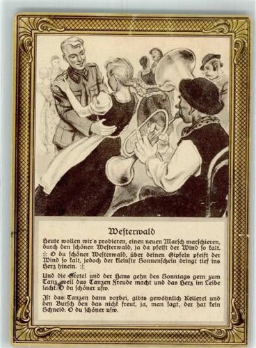 1944 Text des Liedes Westerwald Soldat tanzt zur Blasmusik Verlag Grieshaber & Säuberlich Lieder AK Feldpost Marine-Lehrabteilung
