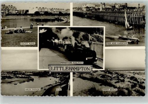 Littlehampton 1963 Eisenbahn Miniatur Hafen Schwimmbad Strand