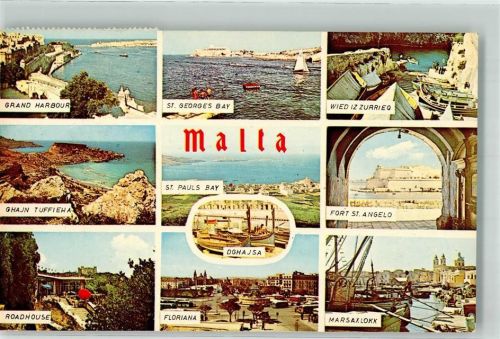Valletta 1970 St. Georges Bay Fort St. Angelo Hafen Rathaus