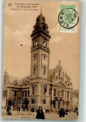 Brüssel 1910 Ausstellung 1910 Rathaus Briefmarke Bildseite