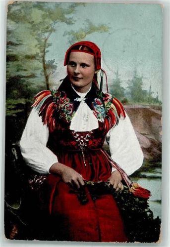 1908 Junge Frau in einer Tracht aus der Provinz Dalarne