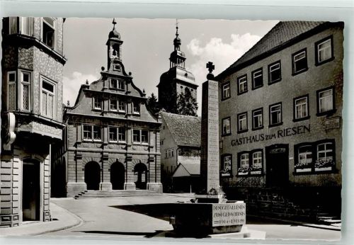 Buchen Altes Rathaus Kriegerdenkmal und Gasthaus zum Riesen