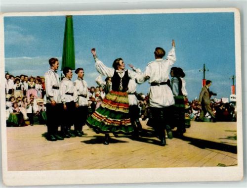 1954 Sowjetische Tanzgruppe in bunten Trachten Fotograf Lazarus VEB Volkskunstverlag