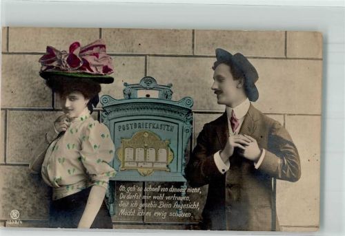 1906 - 1912 Handkoloriert Flirten Rotophot Serie 1538/4 Gedicht Poesie Hutmode