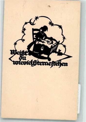 1936 Liederkarte mit Bildern: Weiß du wieviel Sterne stehen Mutter Baby in der Wiege