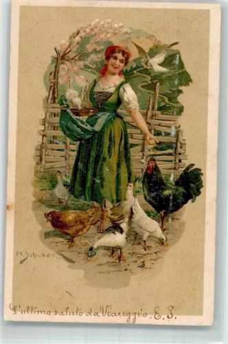 Frau Hahn Hühner Taube