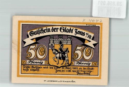 Zons 1922 50 Pfennig