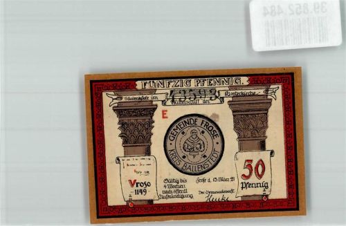 Frose 1921 50 Pfennig E Nr. 43593 Turmfenster d. Klosterkirche