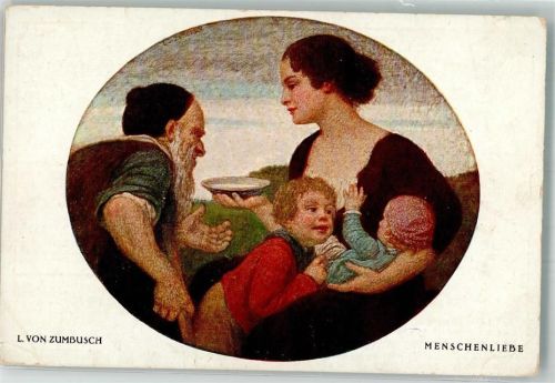 sign. Zumbusch L. v. Prof. Menschenliebe Künstlerkarte