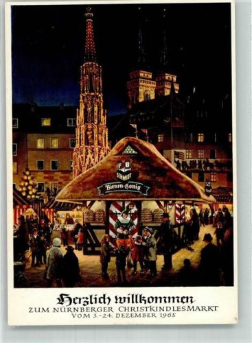 Nürnberg 1965 Christkindlesmarkt Schmidt Bienenhonig Stand