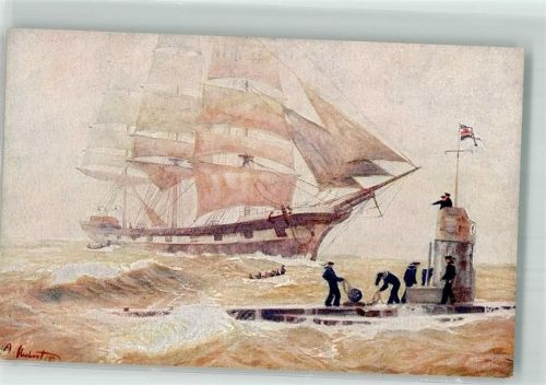 sign. Hubert A. Tauchboot versenkt feindlichen Segler Wohlfahrtskarte
