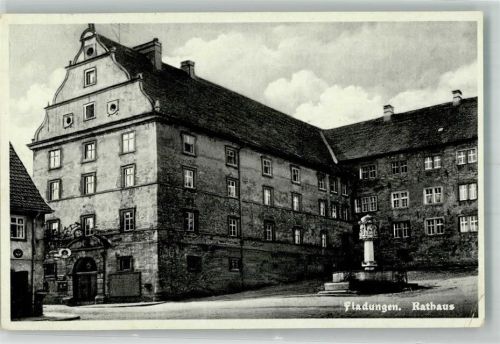Fladungen 1941 Schloss Zehnthaus Rathaus Brunnen Feldpost WK II