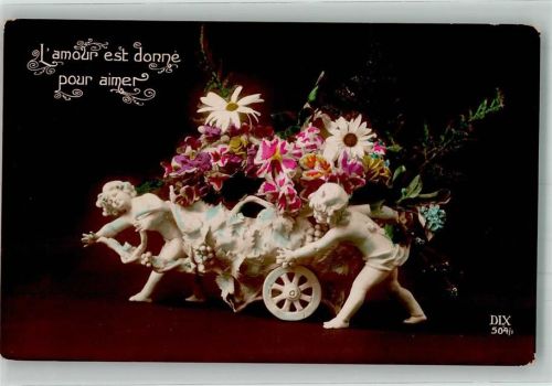 Figuren mit einer Blumenkarre : Lamour est donne pour aimer Verlag DIX 504-1 handkoloriert