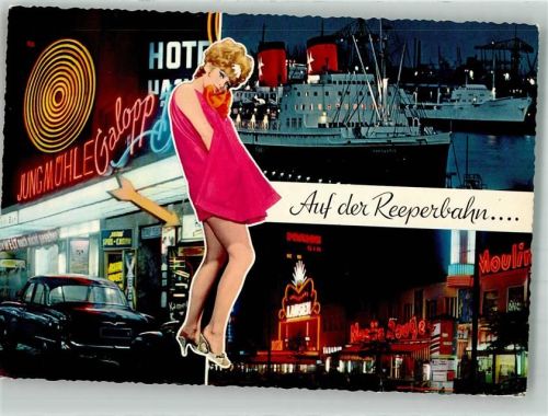 St. Pauli Die Reeperbahn bei Nacht Hafen Fähren
