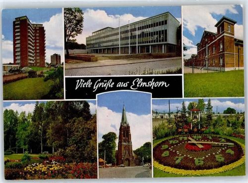 Elmshorn Siedlung, Blumenuhr, Kirche, Ortspartie