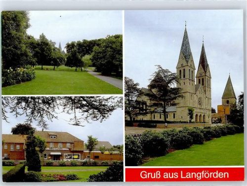 49377 W2848 Langförden - Kirche, Hotel, Gaststätte Borderding-Frye, Parkanlage