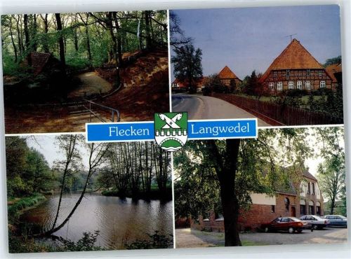 27299 W2815 Langwedel , Kr Verden, Aller - Freilichtbühne Daverden, Alte Aller Cluvenhagen, Bauernhaus Völkersen, Alte Schule, Wappen
