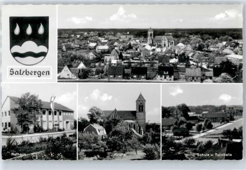 Salzbergen Kirche, Ortsansicht, Rathaus, Schule, Turnhalle