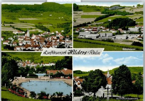 36115 W6414 Hilders - Kirche, Ortsansicht, Schwimmbad, Schulviertel