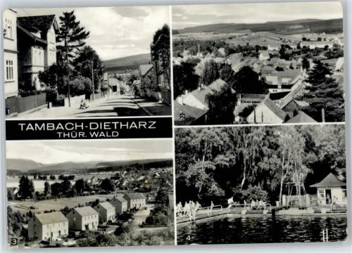 Tambach-Dietharz Leninstraße, Blick vom Kirchturm, Großer Buchenberg, Schwimmbad