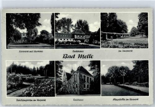 Melle Kurpark mit kurhaus, Badehaus, Rathaus, Dahliengarten