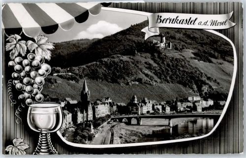 Bernkastel Teilansicht, Weinglas