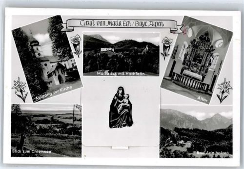 Bad Adelholzen Leporello, Kirche, Maria Eck, Altar, Blick zum Chiemsee