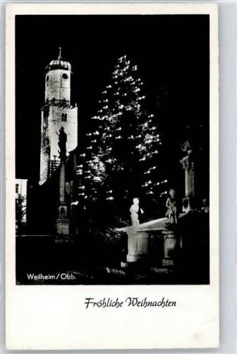 82362 W8120 Weilheim i. OB - Weihnachtskarte, Tannenbaum, Kirche
