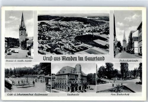 Menden Markt kath. Kirche Bahnhofstraße Rathaus Schwimmbad